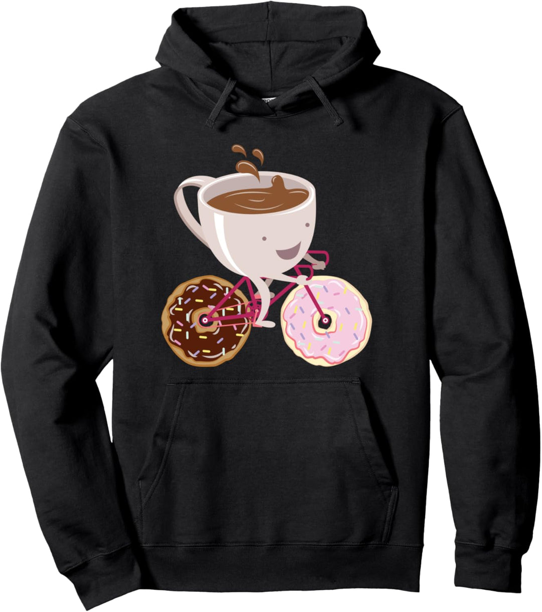 Donut Kaffee Fahrrad Illustration Pullover Hoodie