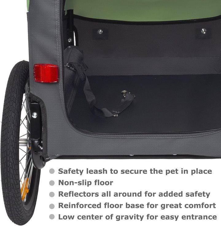 Tiggo VS Medium Hundeanhänger Fahrradanhänger für Hunden bis 23kg Grün/Grau, Grün/Grau