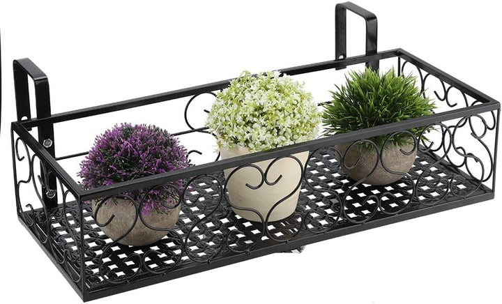 SEAFRONT Eisen-Hängeregal Korb Balkon Blumentopf-Ständer Geländer Regal Dekoration Pflanzenständer f
