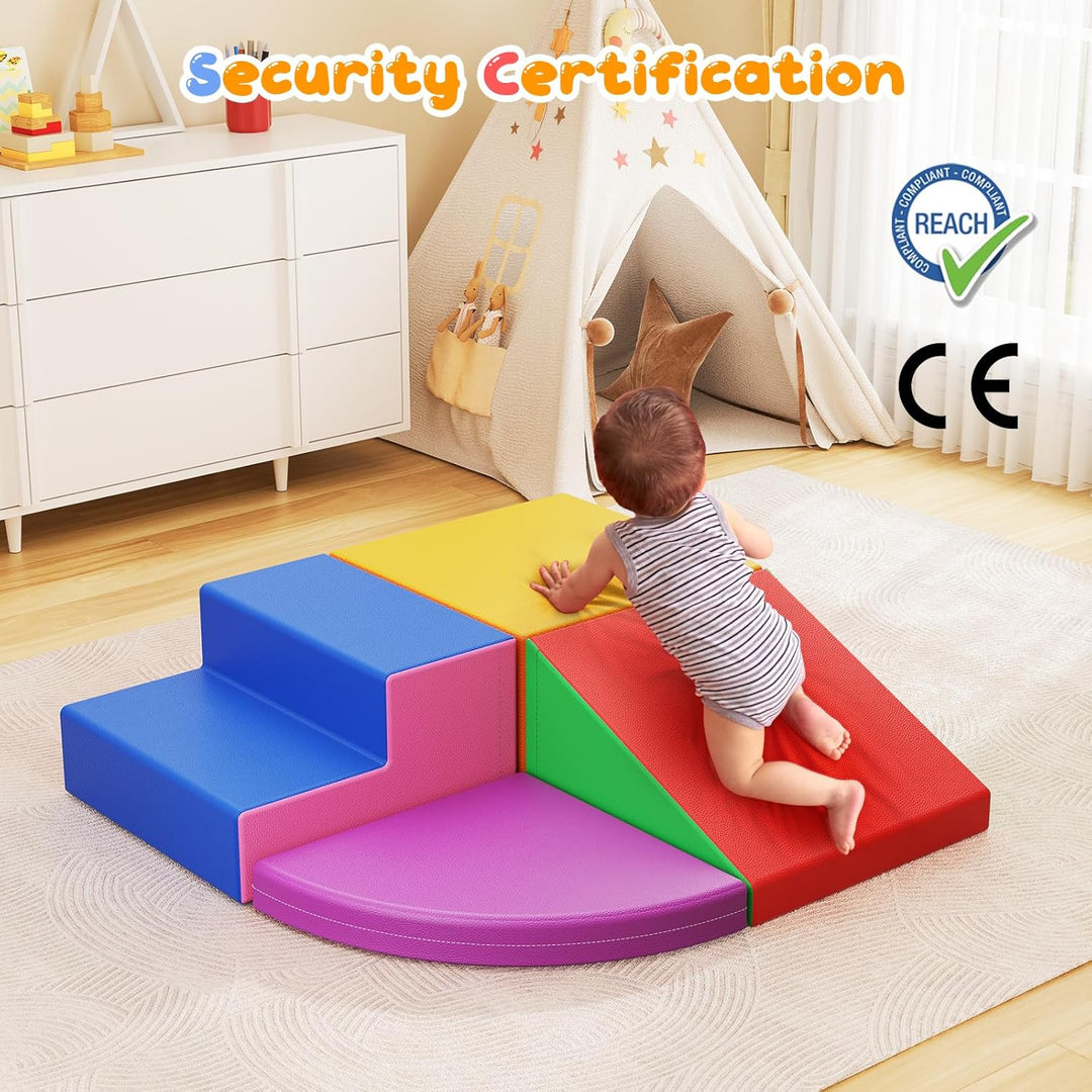 Corner Climber 4er Softbausteine Set,Baby-Kletterblöcke, kratzfester PU-Bezug, leicht zu reinigen, v