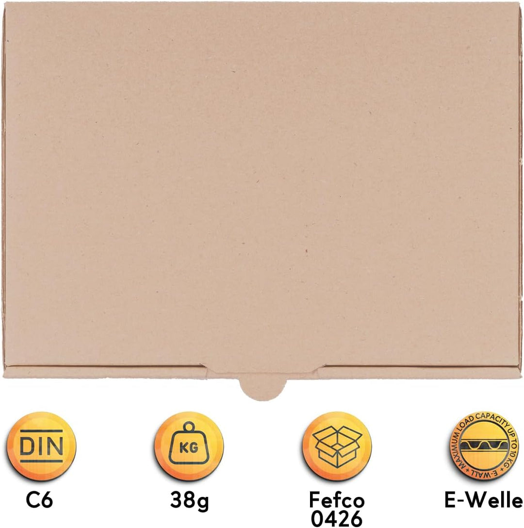 500 Maxibriefkartons Versandkartons Faltschachtel Faltkarton Maxibrief 180 x 130 x 45 mm, Braun, MB-