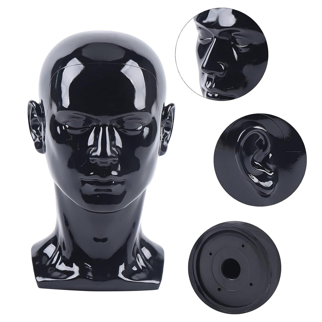 Männlicher Modellkopf Schaufensterpuppenkopf Mannequin Kopf mit Ohren aus PVC für Kopfhörer Hüte Per