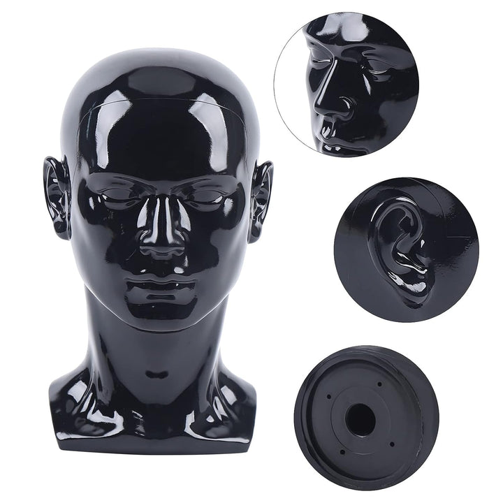 Männlicher Modellkopf Schaufensterpuppenkopf Mannequin Kopf mit Ohren aus PVC für Kopfhörer Hüte Per