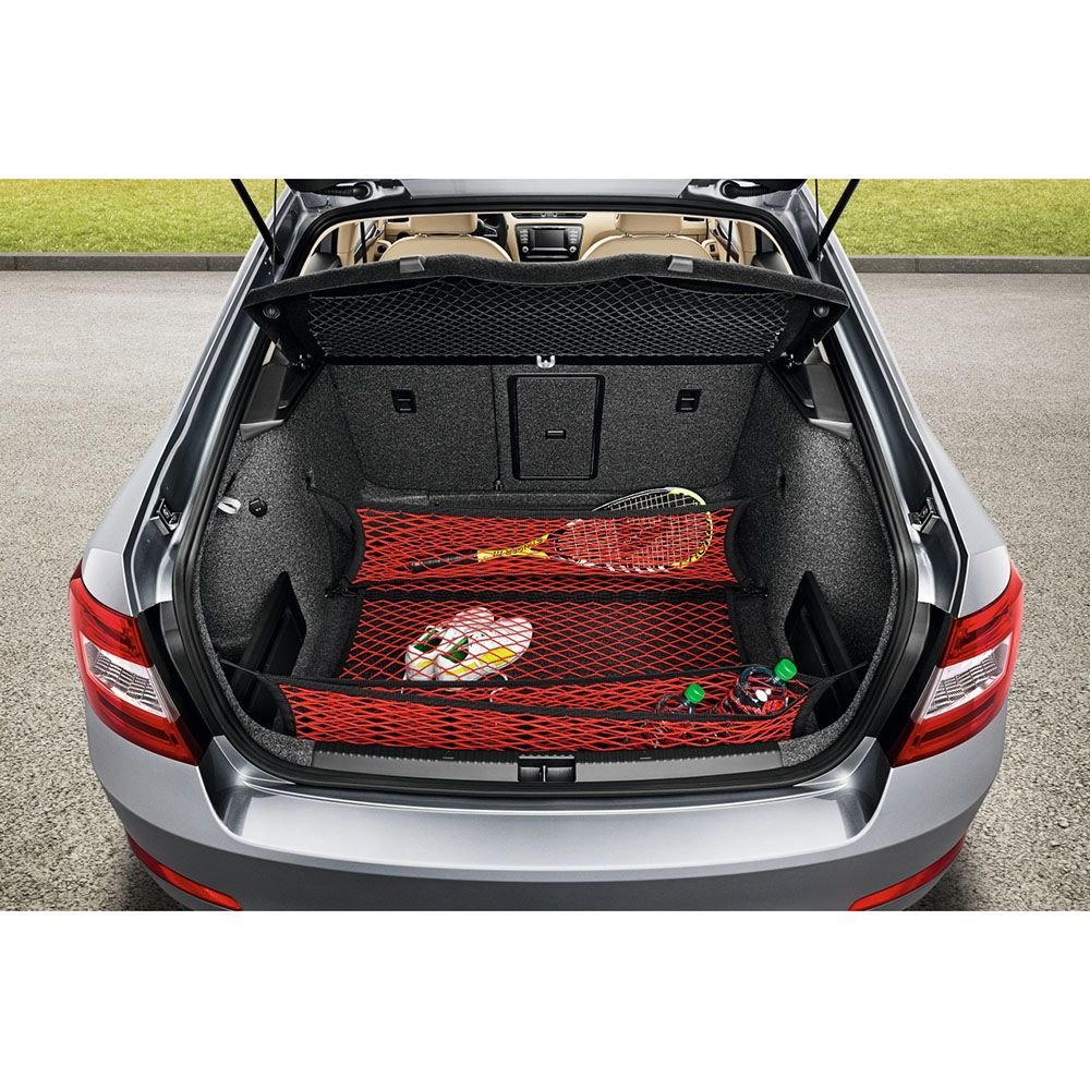 Skoda 5E0017700 Gepäcknetz Gepäckraumnetz Ladungssicherung Ladenetz 3-teilig rot