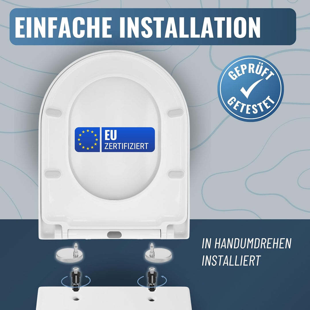 Meisterwerk Toilettendeckel mit Absenkautomatik in 2 Grössen - WC Sitz mit 99,9% Antibakterieller Ob