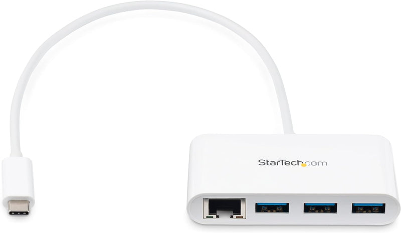 StarTech.com 3 Port USB 3.0 Hub plus Gigabit Ethernet - USB-C - Weiss - USB Hub with GbE - USB C Hub