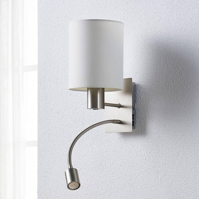 Lindby Wandleuchte, Wandlampe Innen 'Shajan' (Modern) in Weiss aus Textil u.a. für Wohnzimmer & Essz