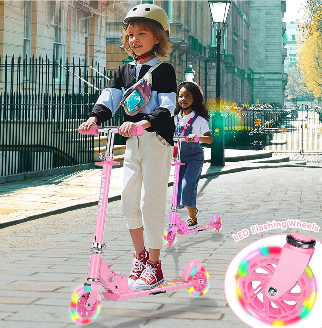 TENBOOM Roller Kinder ab 3 Jahre, 2 Räder Klappbar Scooter,3 Höhenverstellbare Kinderroller,Led-räde