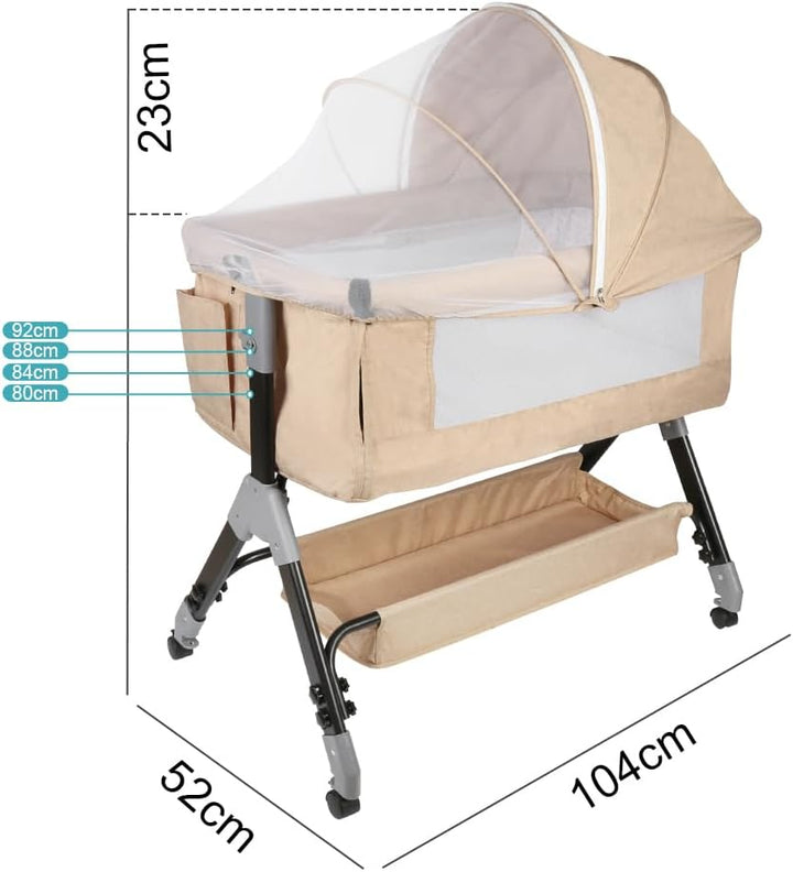 Kedia Babybett mit Moskitonetz, Babybett und Reisebett mit Rollen, Babybett für Neugeborene, Höhenve