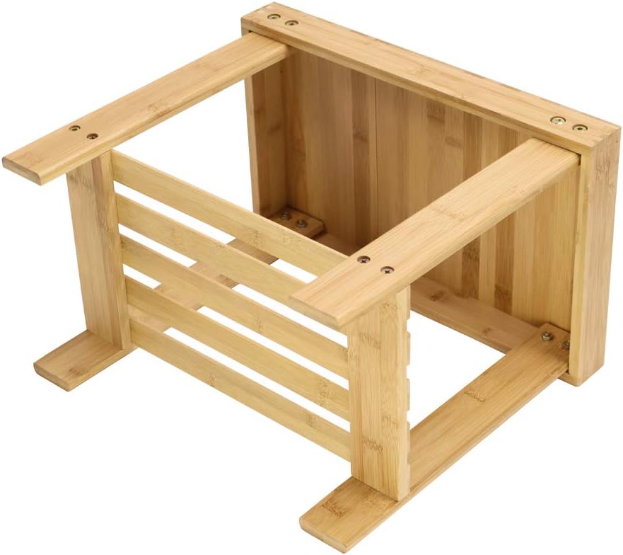 KKTONER Bambus Tritthocker mit Ablagefach für Badezimmer Wohnzimmer Schlafzimmer Natürliche Farbe Ba