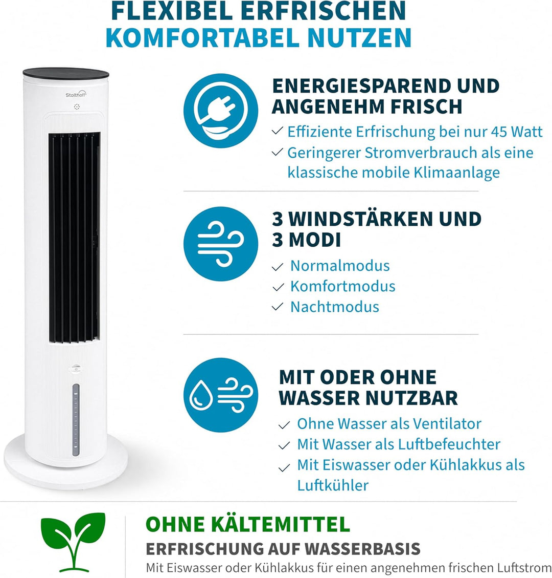 Turmventilator mit Wasserkühlung, Luftkühler, Verdunstungskühler, Ventilator, Tragbares Kühlgerät, T