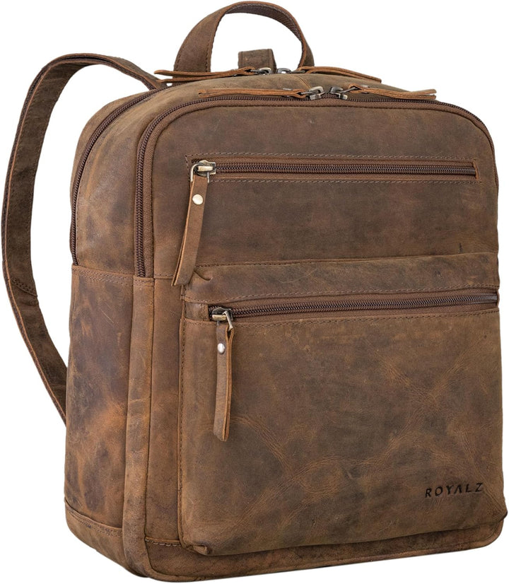 ROYALZ 'Baltimore' Vintage Lederrucksack Mittel-Gross - Echtleder Rucksack für Damen und Herren Neva
