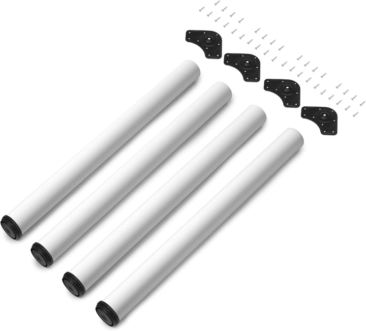 Emuca - Regulierbare Tischbeine Ø60x710mm, 4er Set aus Stahl, regulierbare Höhe 710-730mm, weiss Ø60