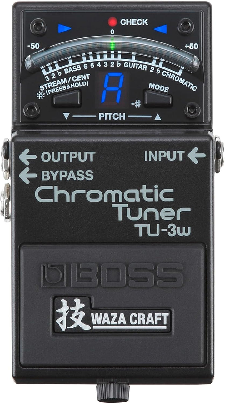 BOSS WAZA Craft chromatisches Tuner-Pedal (TU-3W), Stompbox Tuner auf Basis der innovativen Waza-Han