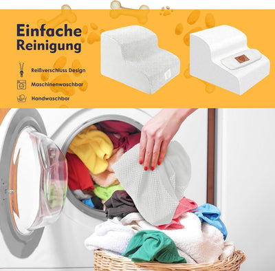Myiosus Hundetreppe für Kleine Hunde, 2 Stufen Hunderampe für Sofa Bett, 30cm Hoch Wasserfest Hausti