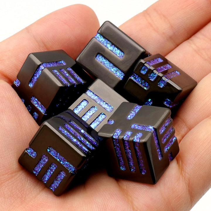HNCCESG Metall W6 Würfel 6 Stück mit Kasten, Spielwürfel 6-Seitige Würfelset Würfel Set für Dungeons