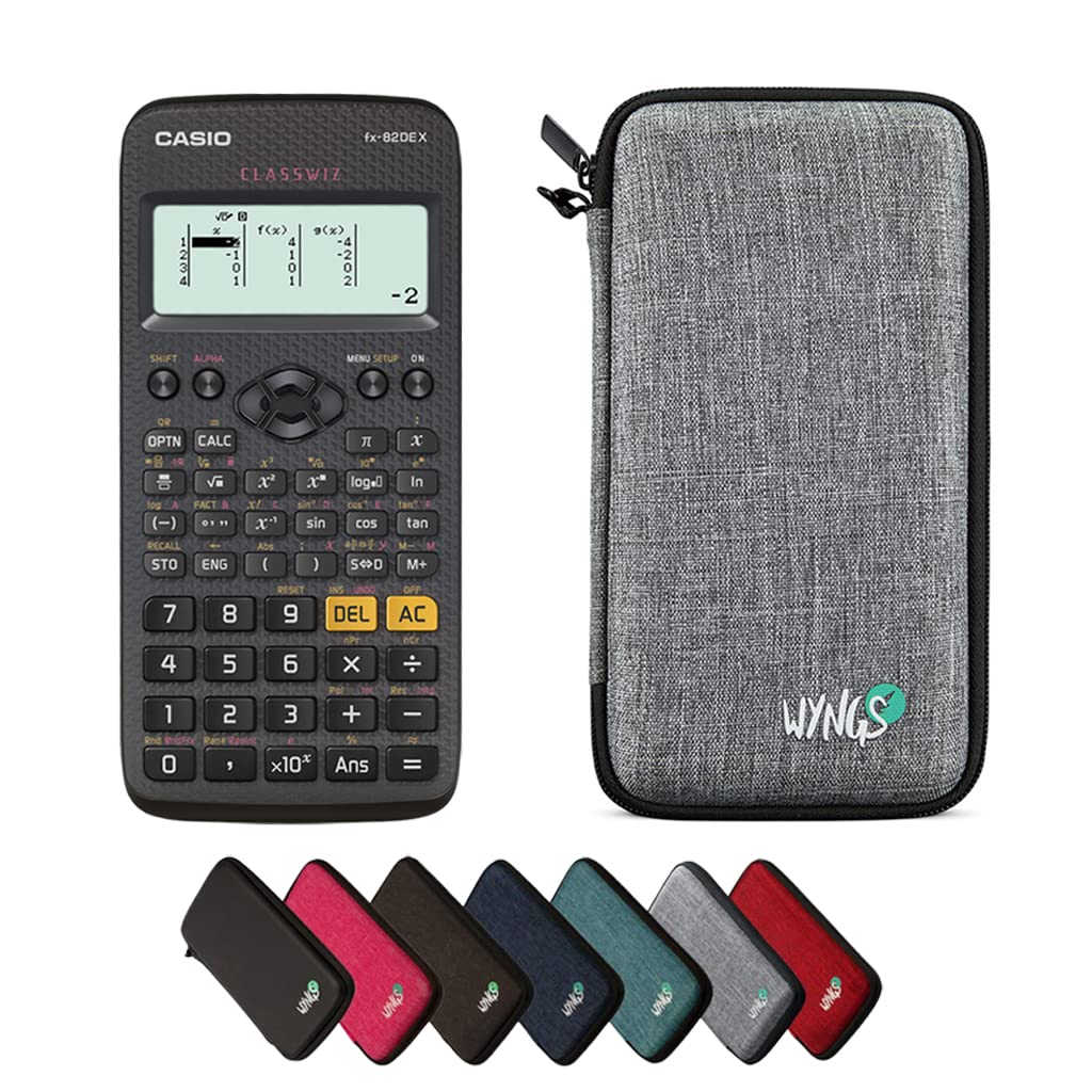 CALCUSO Sparpaket: Casio FX-82DE X technisch-wissenschaftlicher Taschenrechner + WYNGS Schutztasche