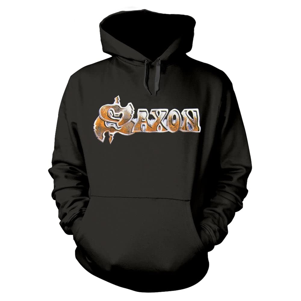 Saxon Kapuzenpullover Crusader Band Logo British Metal Nue offiziell Herren XL Schwarz, XL Schwarz