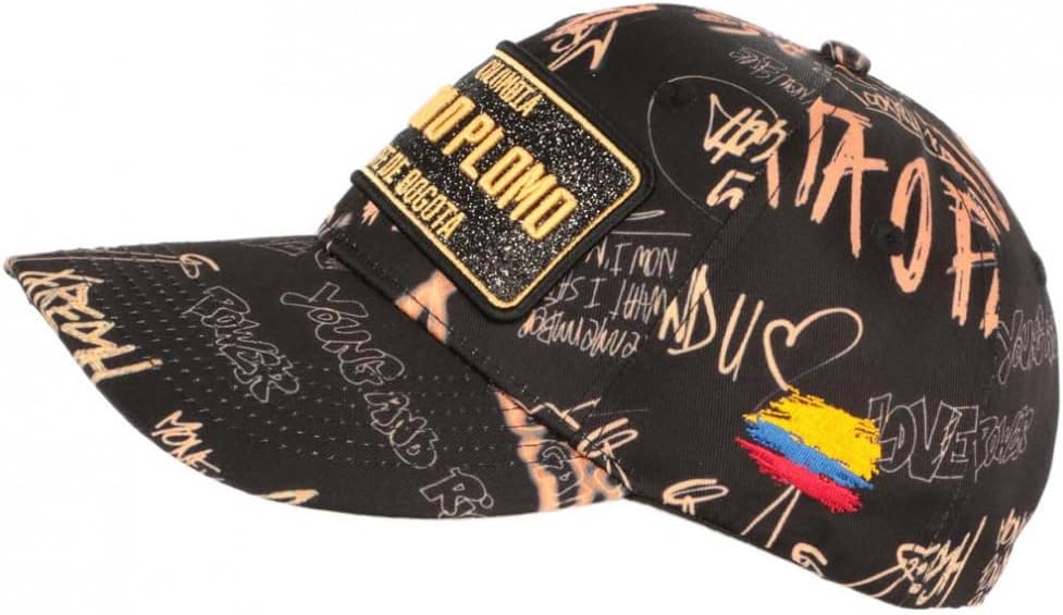 Kappe Plata o Plomo Orange und Schwarz Strass Fashion Rich Colombia Baseball - Grösse: Einheitsgröss