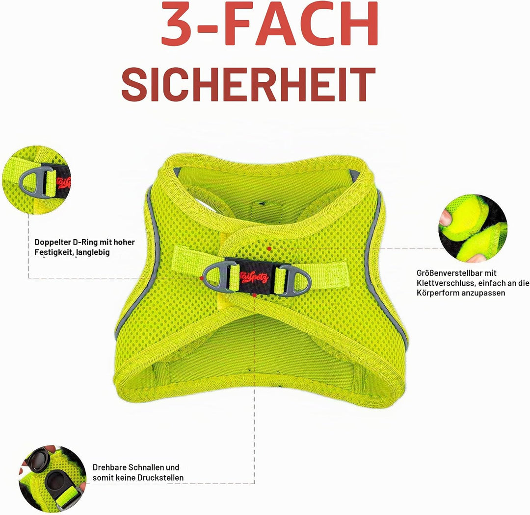 Air-Mesh Brustgeschirr für kleine und mittelgrosse Katzen und Hunde – Weich, Atmungsaktiv, Strapazie
