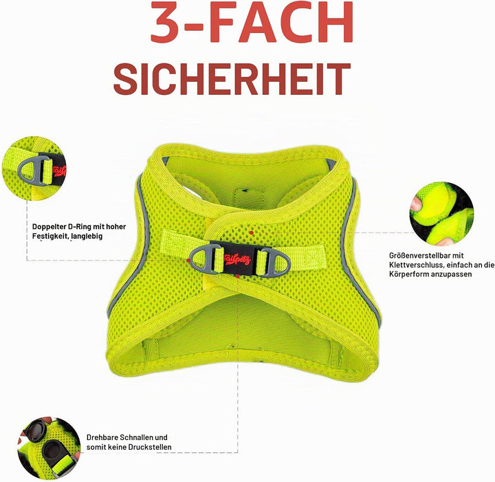 Air-Mesh Brustgeschirr für kleine und mittelgrosse Katzen und Hunde – Weich, Atmungsaktiv, Strapazie