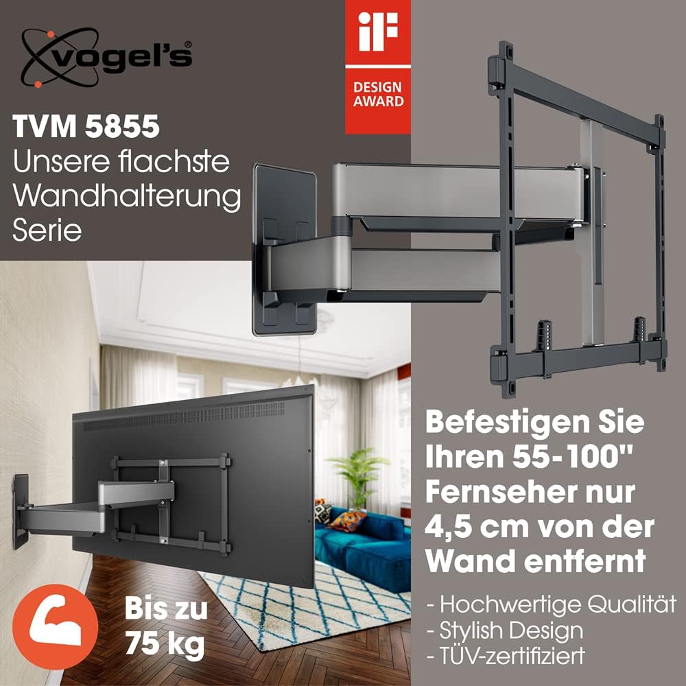 Vogel's Elite TVM 5855 Schwenkbare TV-Wandhalterung & Elite TVM 5605 Extrem Flache TV-Wandhalterung