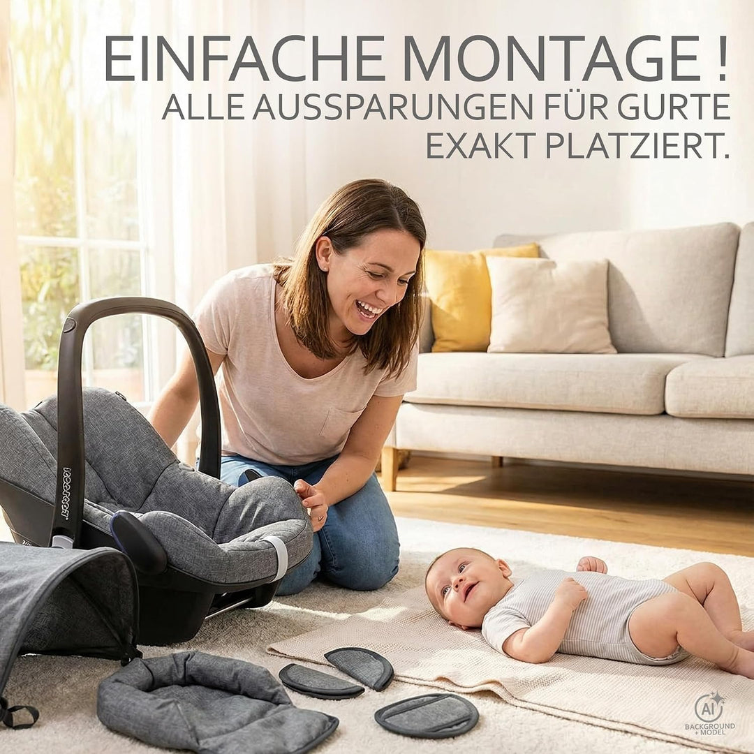BAMBINIWELT Bezug Ersatzbezug kompatibel mit Maxi-Cosi CabrioFix für Babyschale 6-tlg Komplett-Set (
