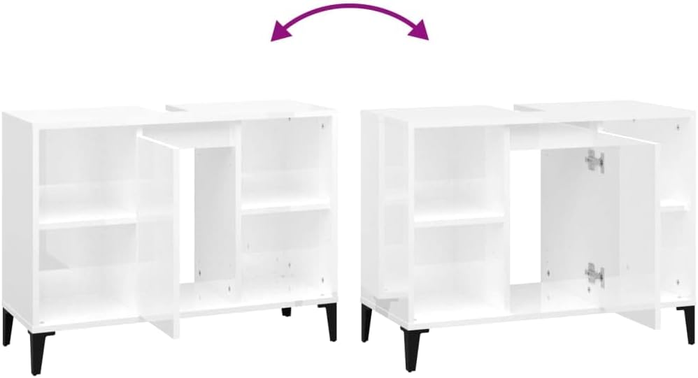 vidaXL Waschbeckenunterschrank, Badschrank mit 5 Fächern, Waschtisch Unterschrank mit Metallfüssen T