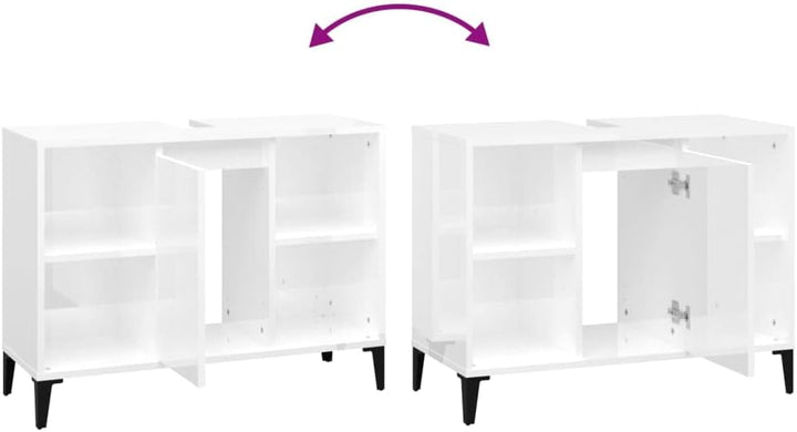 vidaXL Waschbeckenunterschrank, Badschrank mit 5 Fächern, Waschtisch Unterschrank mit Metallfüssen T