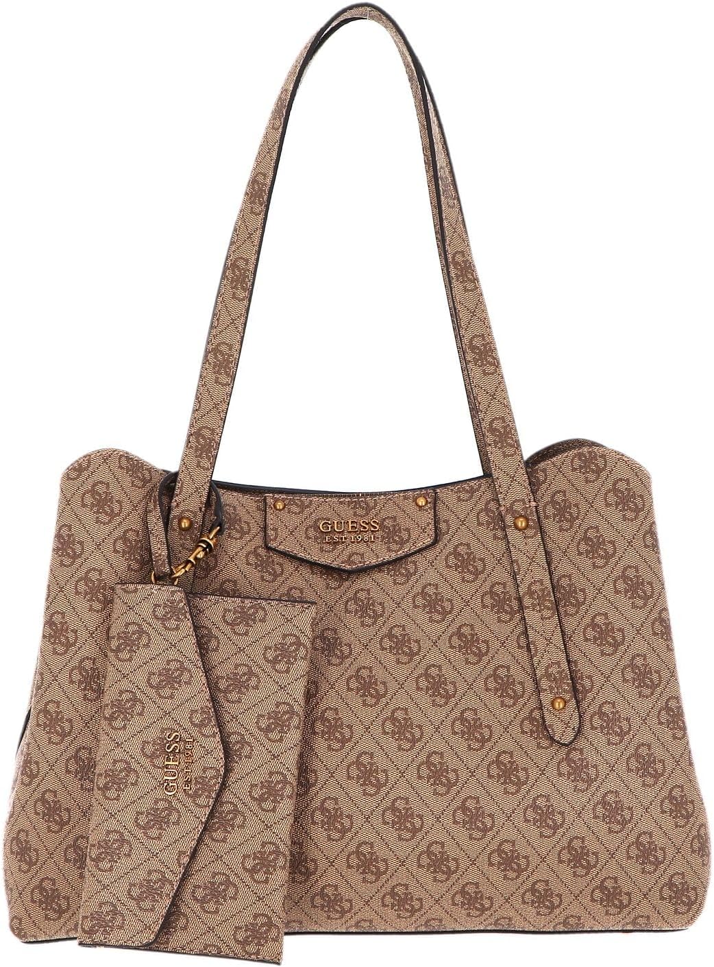 GUESS Damen Eco Brenton Girlfrie Tasche Latte Logo, Latte Logo