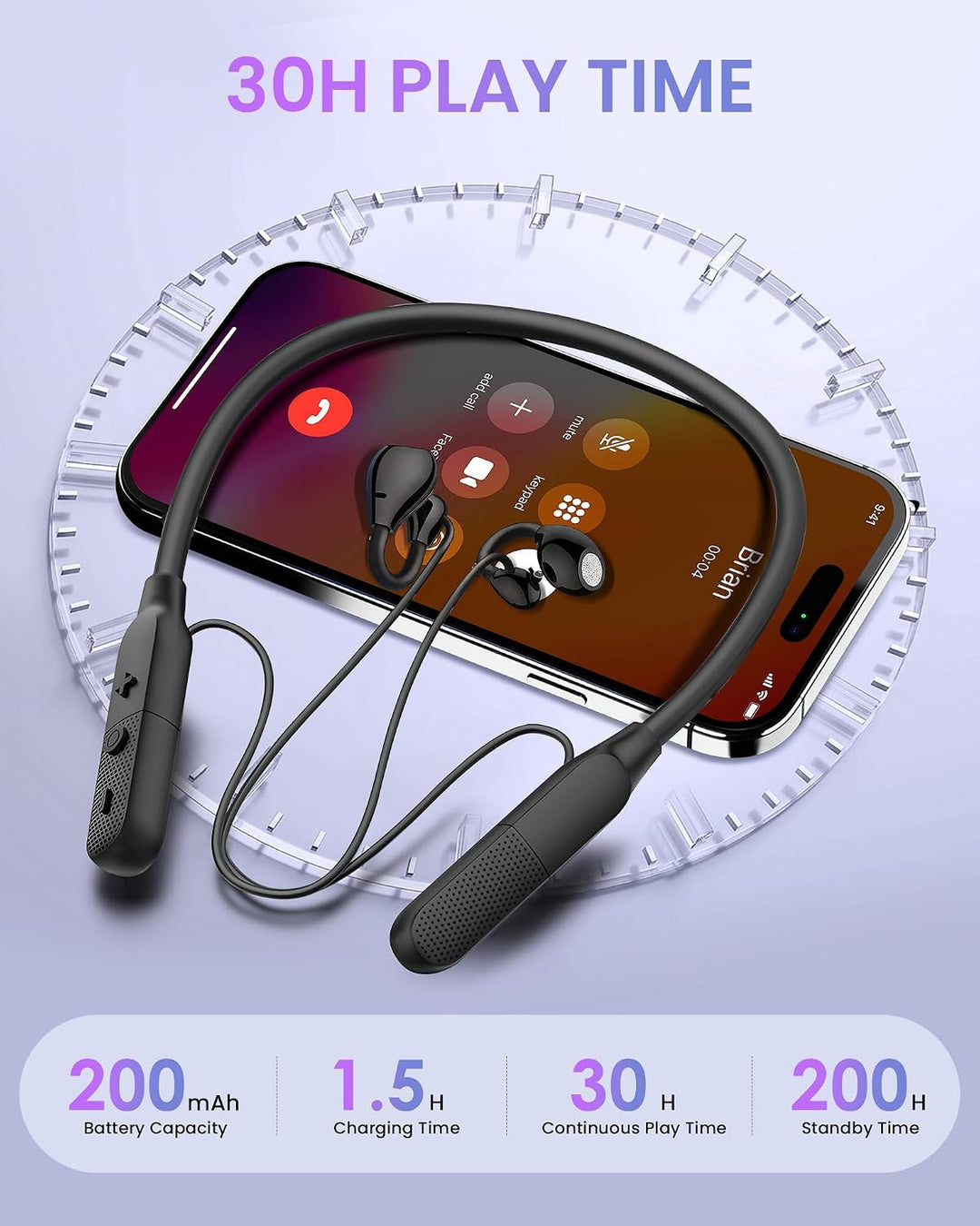 LAMA Open-Ear-Clip Kopfhörer, Kabellose Bluetooth 6.0 Kopfhörer Clip On Earbuds, Ohrhörer Clip-On-Oh