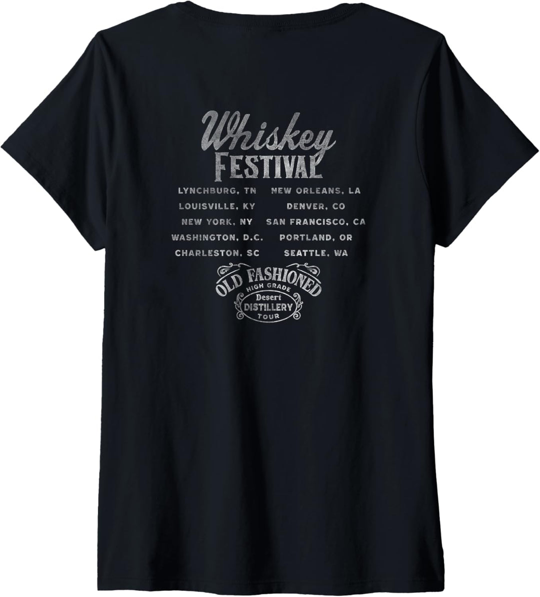 Damen Old Fashioned Whiskey Festival Desert Distillery Tour T-Shirt mit V-Ausschnitt