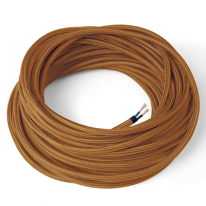Amarcords - Textilkabel für Lampen WHISKY, rund, Seide, 10 Meter, mit 2 Leiter 2x0,75 - Stoffkabel m