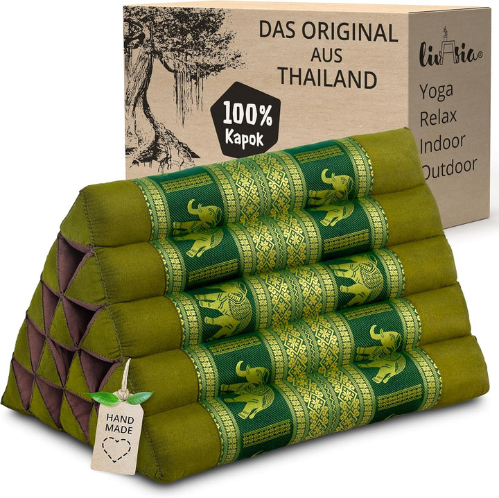livasia Rückenstützkissen extrahoch mit Thaiseide, Dreieckskissen für Garten/Balkon, Keilkissen mit