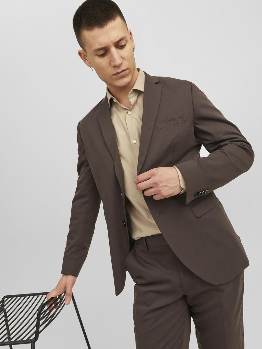JACK & JONES Male Einreihiger Blazer JPRFRANCO Super Slim Fit Blazer 48 Braun, 48 Braun