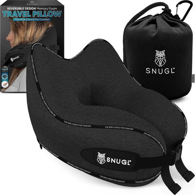 SNUGL Reisekissen – Memory Foam Nackenkissen – Flugkissen | Stütznackenkissen für unterwegs | Reise-