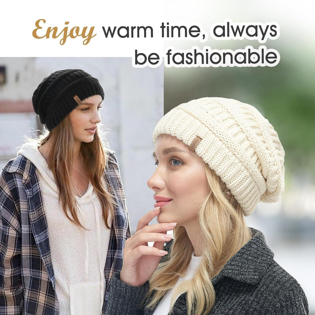 FURTALK Damen Beanie Mütze Warme Wintermütze mit Weichem Innenfutter Gefütterte Strickmütze Einheits