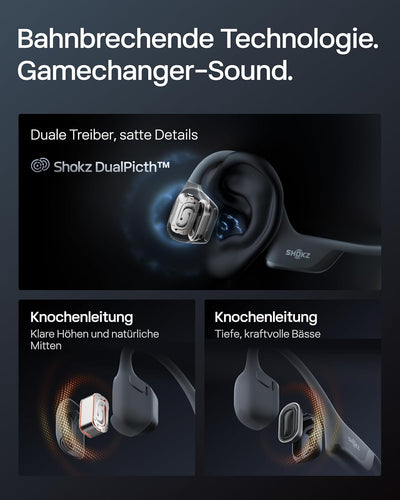 SHOKZ OpenRun Pro 2 Knochenschall Sportkopfhörer, Open-Ear-Ohrhörer mit Bluetooth 5.3, Mikrofon mit