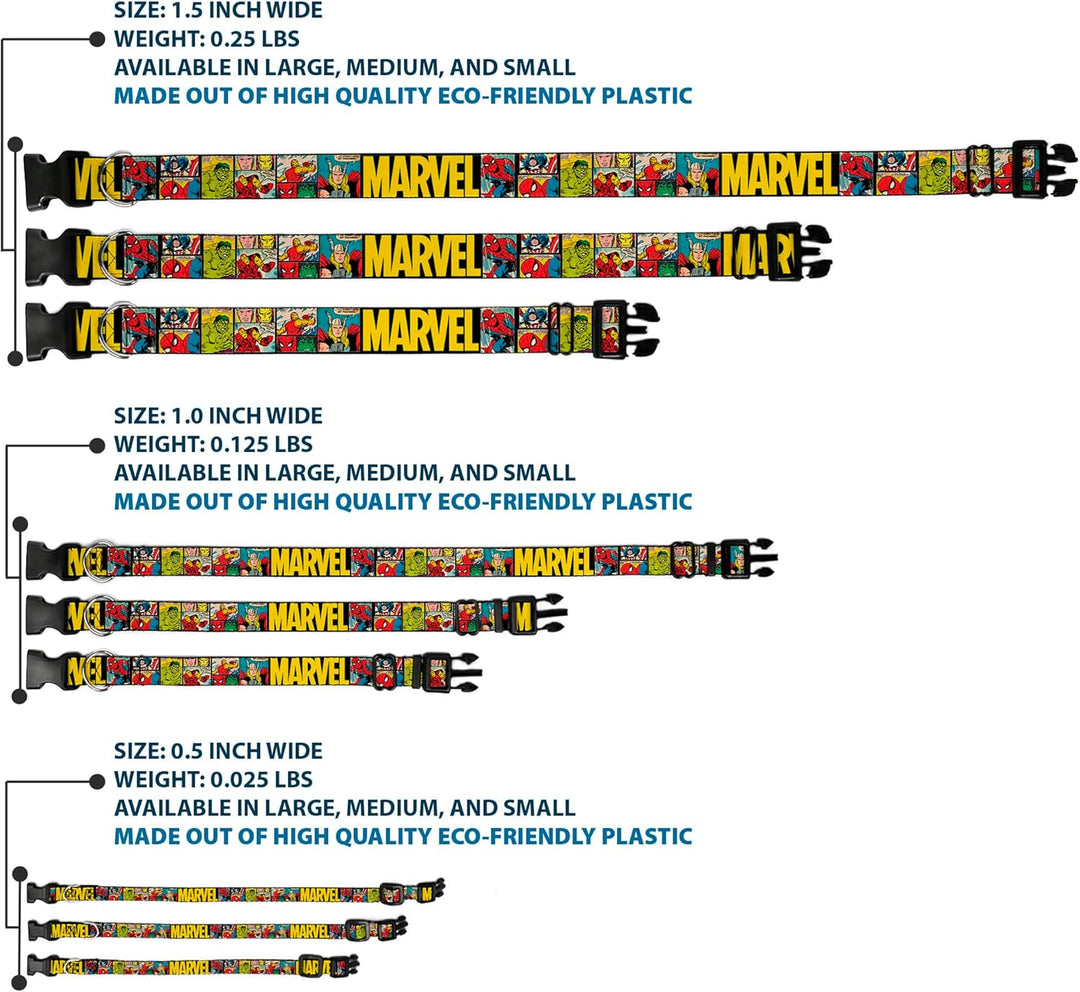 Hundehalsband, Kunststoff, Marvel Retro Comic Paneele, 45,7 bis 81,3 cm, 3,8 cm breit 1.5" Wide - Fi