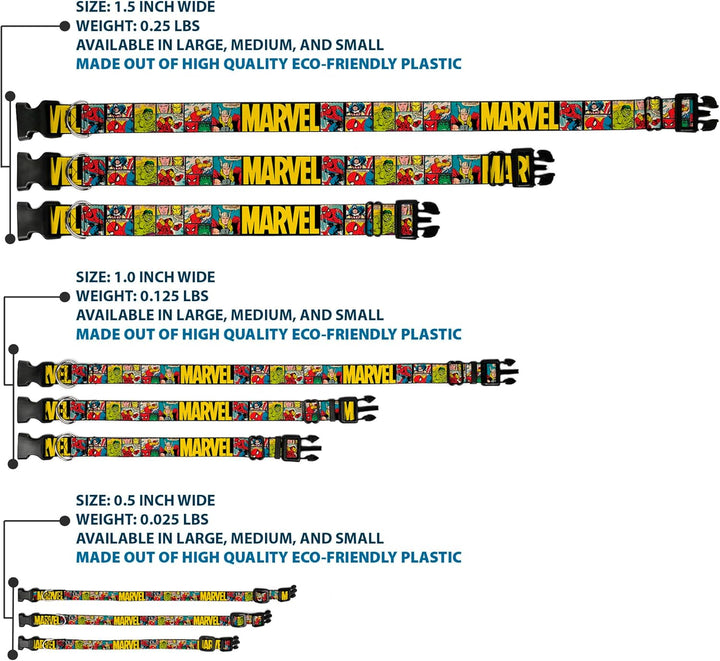 Hundehalsband, Kunststoff, Marvel Retro Comic Paneele, 45,7 bis 81,3 cm, 3,8 cm breit 1.5" Wide - Fi