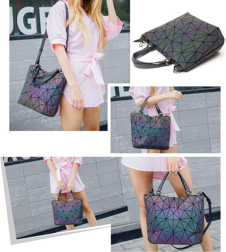 FZChenrry Geometrische Tasche Reflektierende Handtasche Damen Holographic Schultertasche Reflektiere
