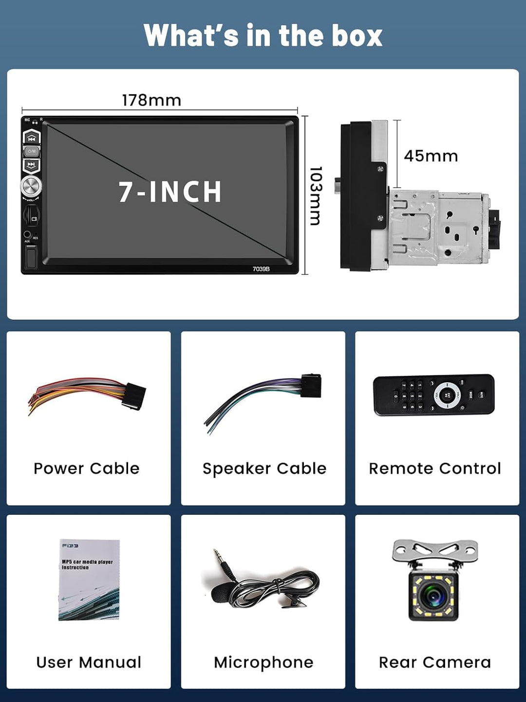 Hikity 7 Zoll Autoradio 1 Din Bluetooth mit Android Auto Wireless Carplay Auto Radio Touch Display m