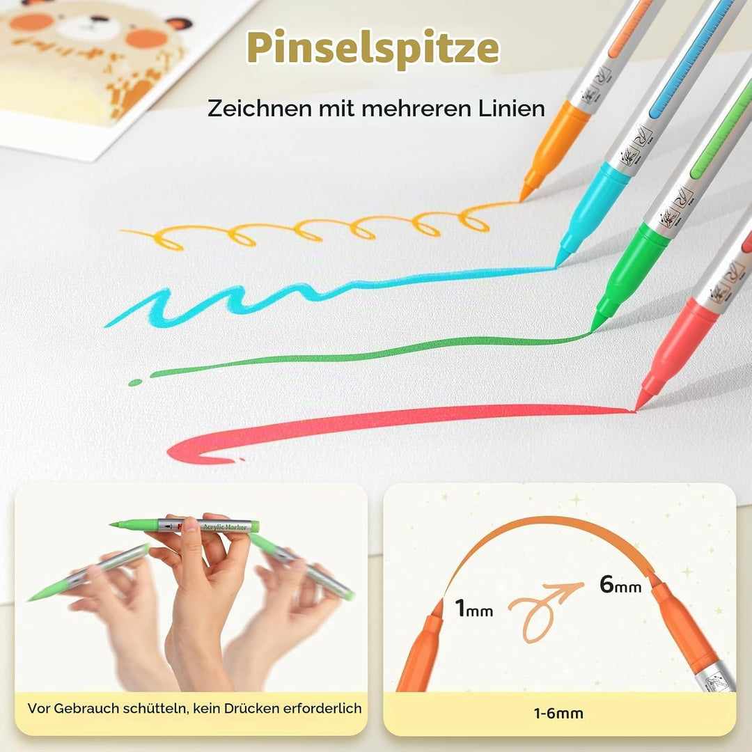 High-Capacity Creative Paint-like Acryl Marker, Acryl Paint Marker Pinsel Tip 36 Farben Acrylstifte