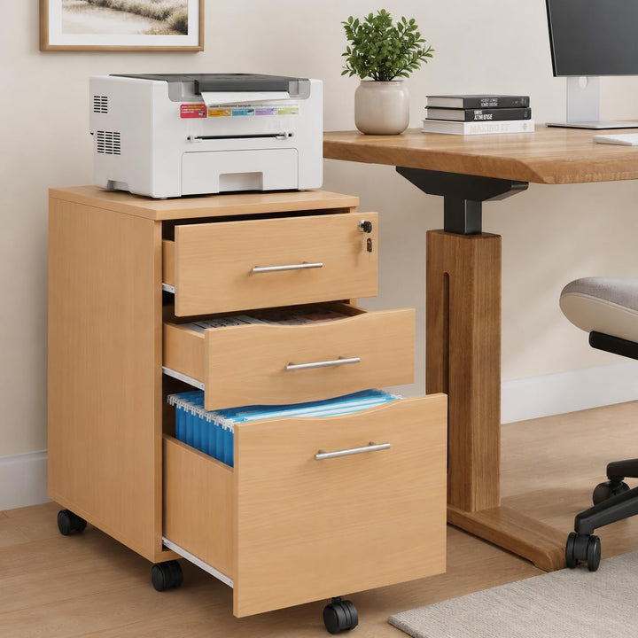 MMT Furniture Designs Ltd Untertischschubladen – Aktenschränke aus Buchenholz mit abschliessbaren Sc