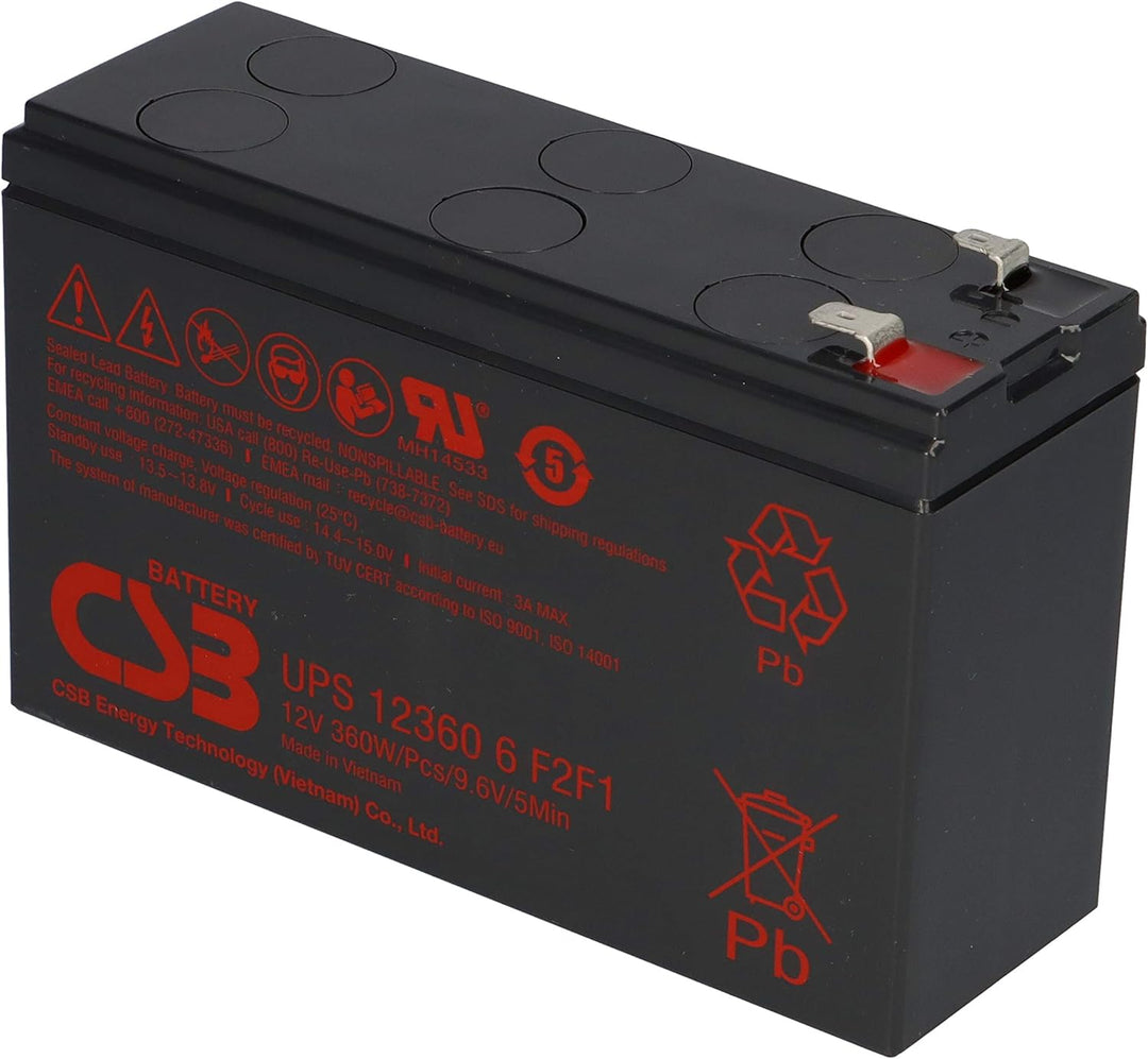 WSB Battery CSB AGM Bleiakku 12V 7Ah UPS123606 F2F1 extrem hochstrom Akku USV UPS UPC
