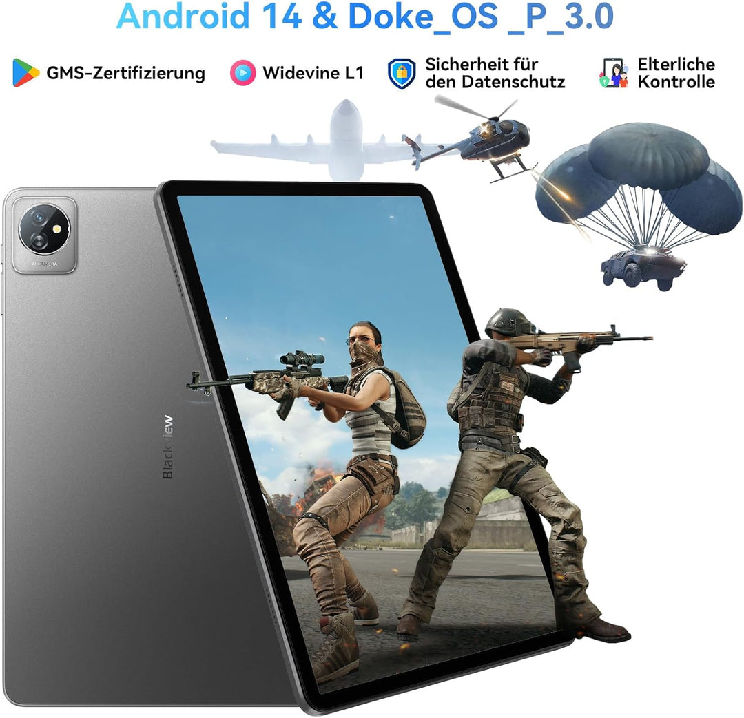 Blackview Tablet 10 Zoll Android 13 Tablets, 8(4+4) GB RAM 64GB Speicher 1TB TF WiFi 6 PC Tablet HD+
