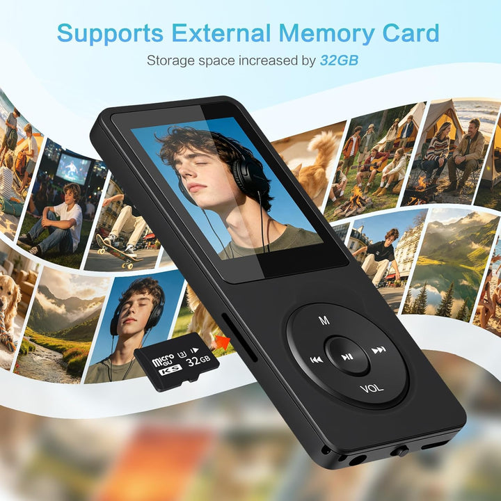32GB MP3 Player Bluetooth 5.1 mit Lautsprecher, mit 1,8" TFT-Farbbildschirm, Kopfhörer, MP3 Player M