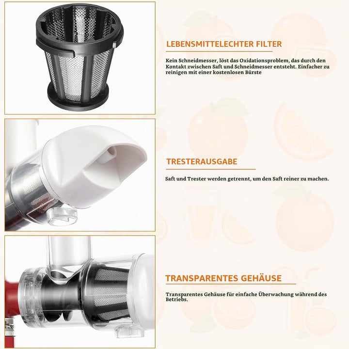 Gdrtwwh Entsafter Aufsatz für KitchenAid Ständermixer,Slow Juicer Zitrussaftpresse Zubehör, Kau-Ents