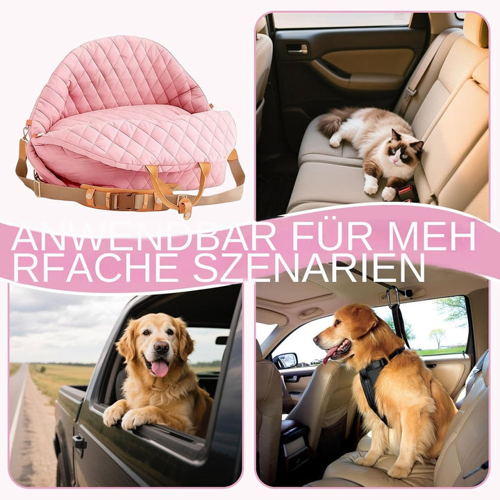 Hunde-Autositz für kleine Hunde, tragbare Haustiersitze für Autos mit Sicherheitsleinen, abnehmbare,
