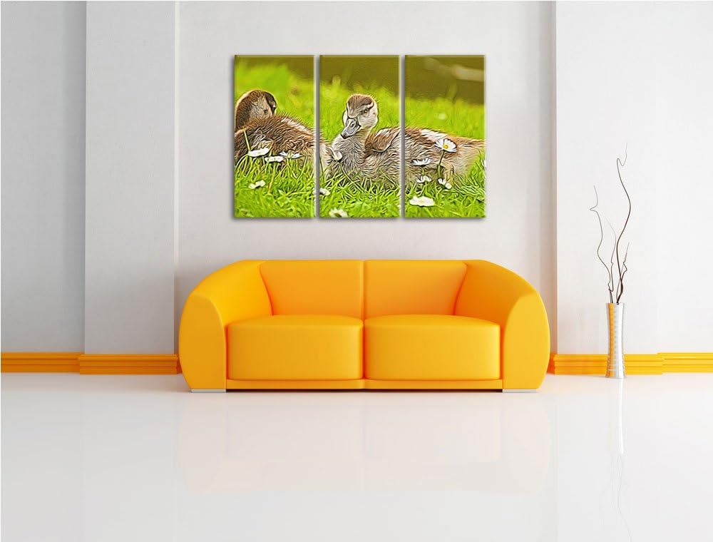 Kühe auf Wiese 3 Teilig, Gesamtgrösse 120x80 cm auf Leinwand, XXL riesige Bilder fertig gerahmt mit